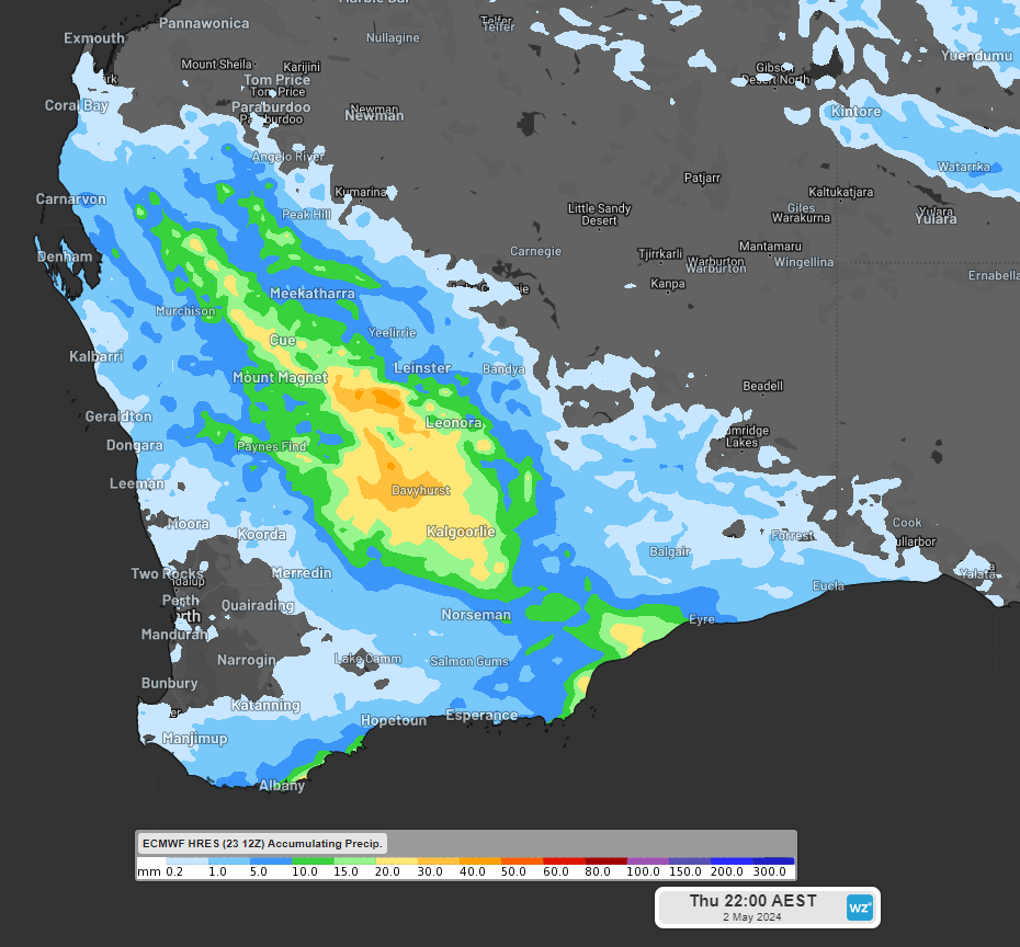 Rainfall to soak some parched areas of WA