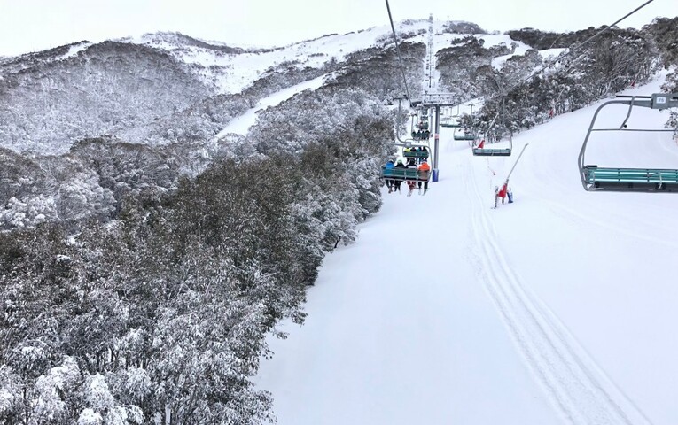 Image: It shouldn't be long until all of Australia's chairlifts are as busy as Thredbo's Kosciuszko Express in mid-season. Source: A Sharwood