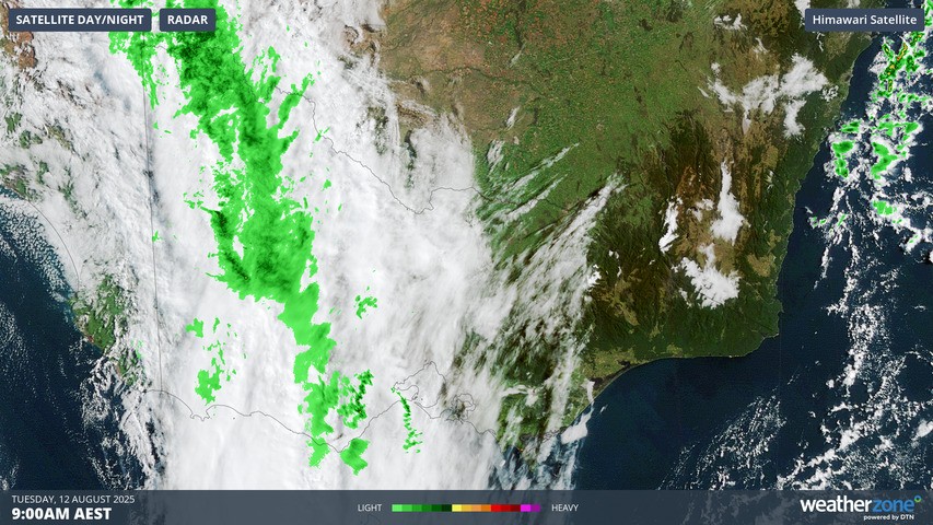 Image: It's not particularly heavy rain, but large parts of Victoria will still enjoy a welcome drop. Source: Weatherzone