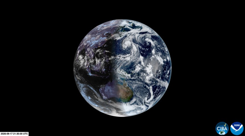 Image: Satellite image showing sunrise over Australia on September 18, 2026. Source: CIRA / RAMMB.