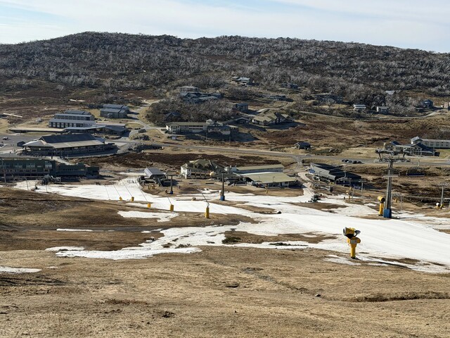 Image: The rather forlorn lower slopes of Perisher were still open on Thursday, September 24, 2026. Source: Steve Smith