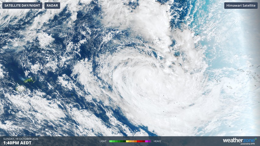 Image: Satellite image of Tropical Cyclone Wati over the Southern Pacific Ocean. Source: Weatherzone