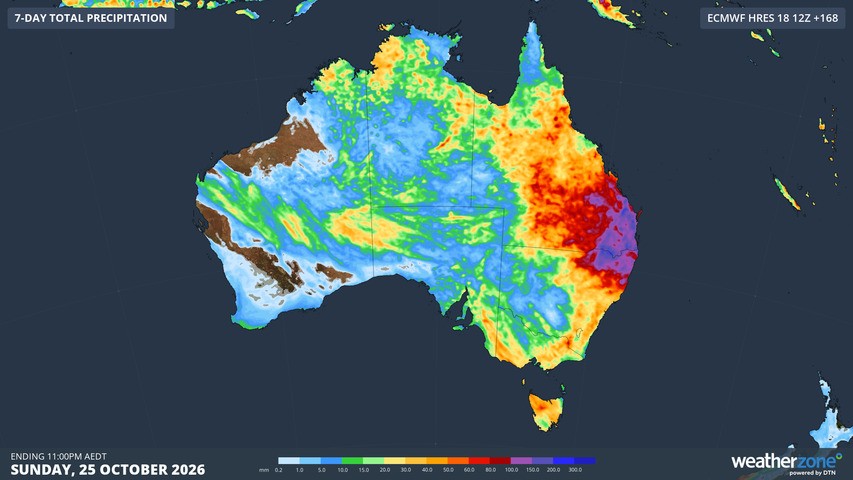 Image: Forecast rain across Australia this week. Source: Weatherzone.